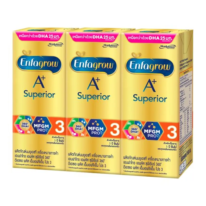 Enfagrow A+ Superior 360 DHA+ MFGM Pro 3 UHT Milk Product 180ml Pack of 3boxes