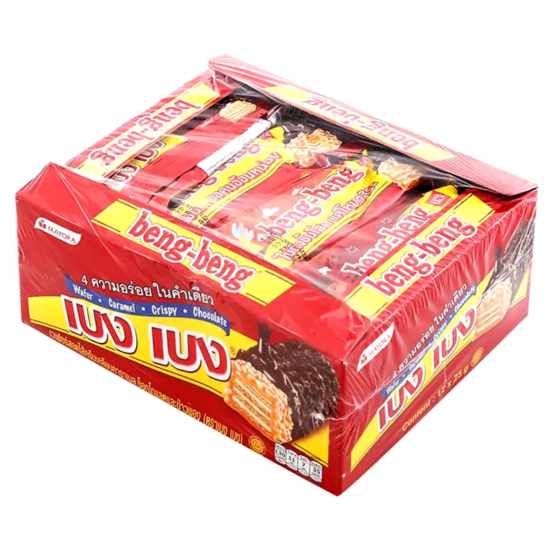 Beng Beng Wafer Coated with Cream Caramel Chocolate and Crispy Rice 25g Pack 12pcs