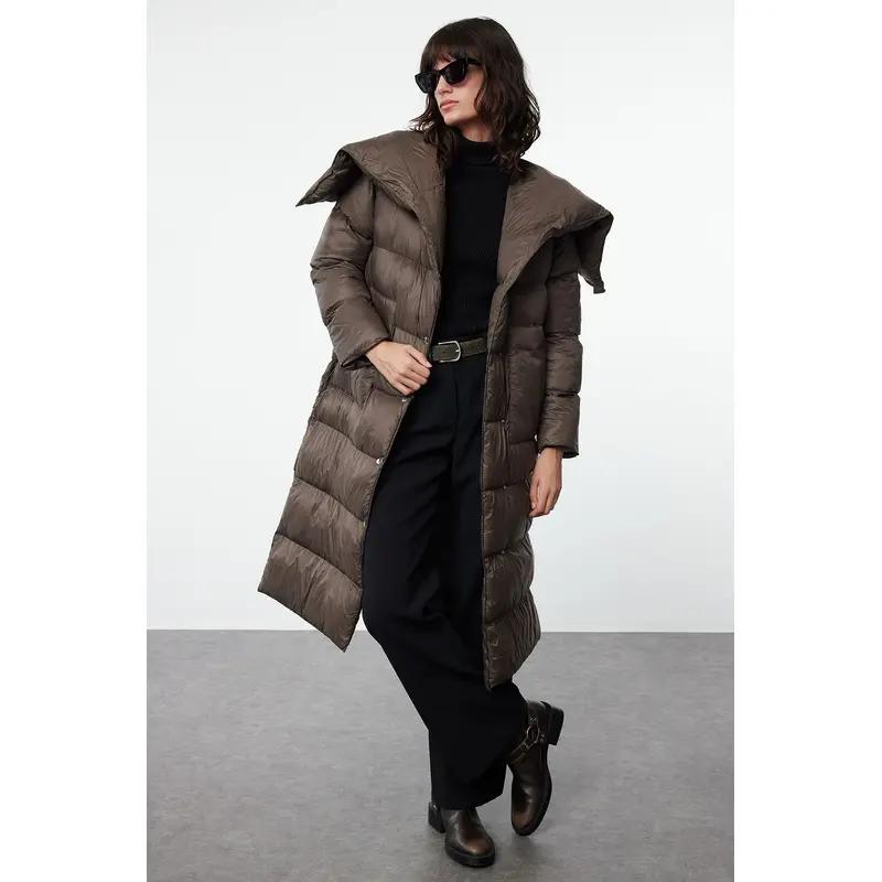 Women's Beige Straight Oversized Coat