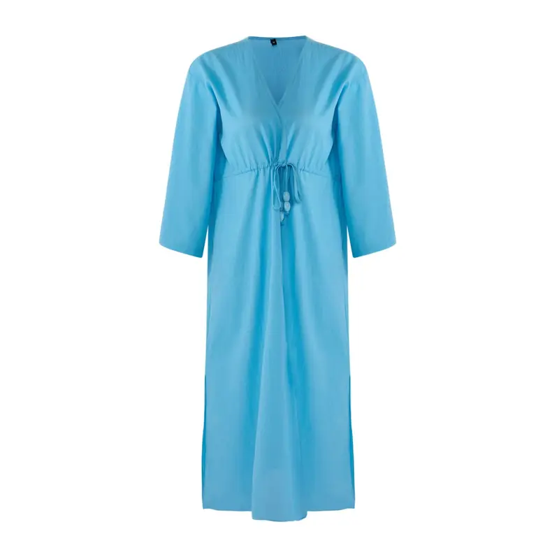 Women's Plain Maxi Three-Quarter Sleeve Beachwear Fitted Dress