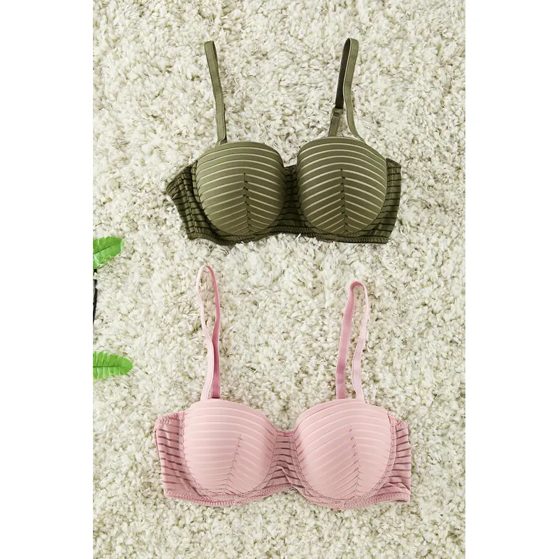Women's 2 Pack Very Colorful Striped Fixed Vessel Bra