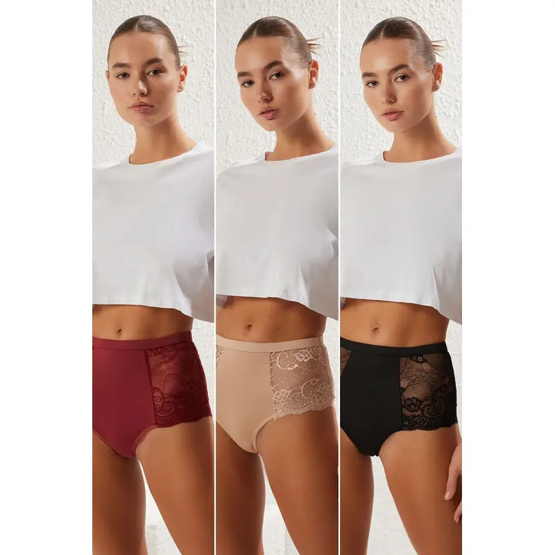 Women's 3 Pack Multi-Colored Plain Briefs