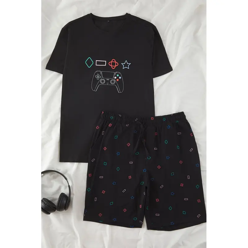 Man Men's Printed Short Homewear Regular Pajama Set