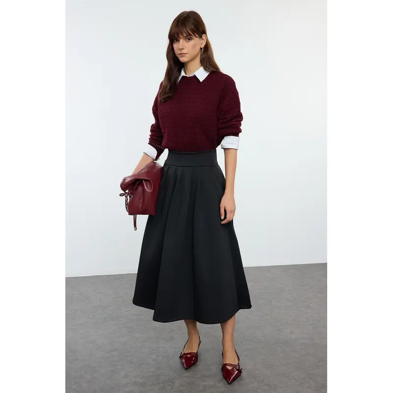 Women's Straight Midi Flared Relaxed Skirt