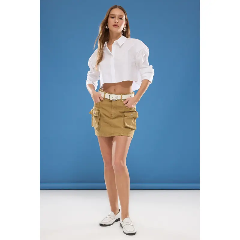 Women's Straight Mini Cargo A-Line Skirt