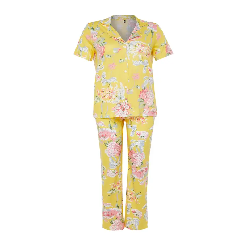 Curve Women's Floral Short Homewear Regular Fit Plus Size Pajamas Set