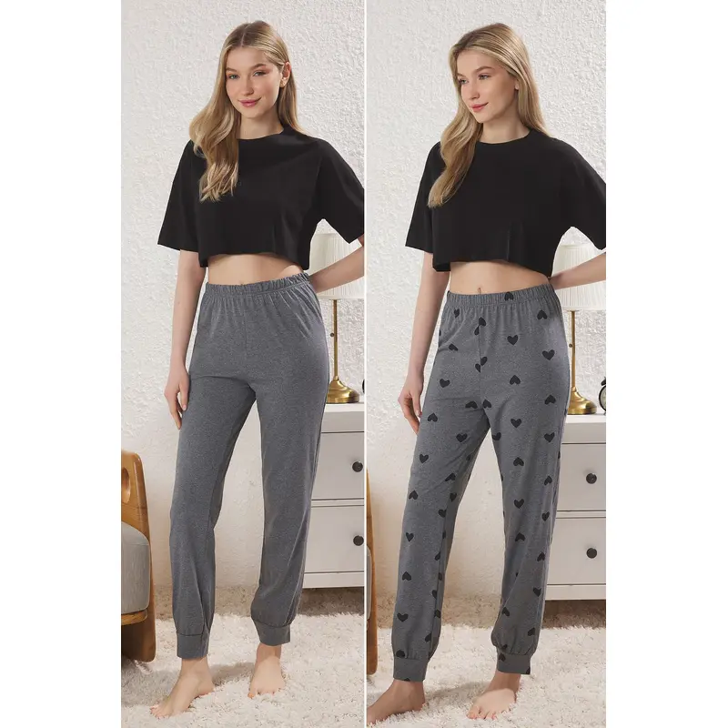 Women's Very Colorful Heart High Waist Pajama Bottoms