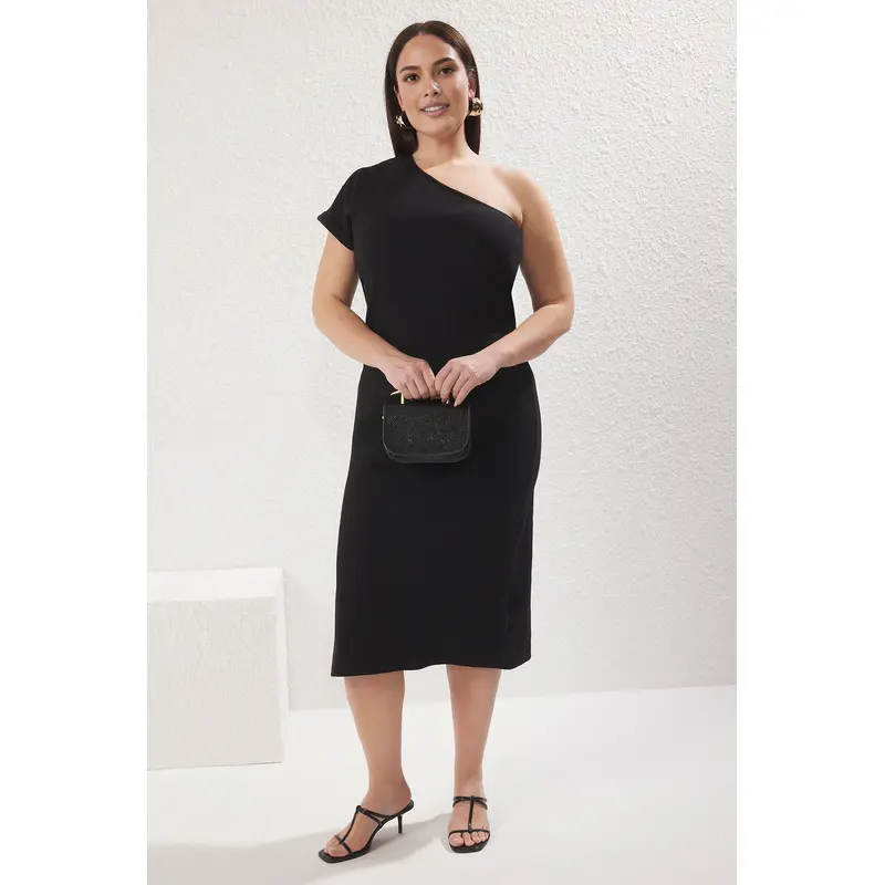 Curve Women's Straight Midi Sleeveless Casual/daily Fitted Plus Size Dress