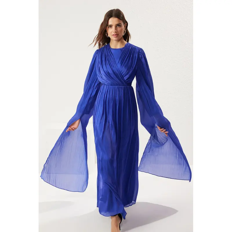 Modest Women's Navy Blue Plain Long Long Stylish/night Regular Modest Evening Dresses