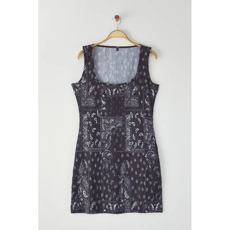 Curve Women's Ethnic Pattern Mini Sleeveless Casual Relaxed Fit Plus Size Dress