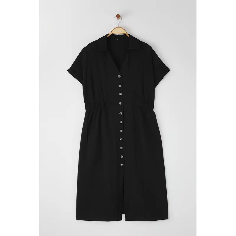 Curve Women's Striped Midi Short Casual Relaxed Fit Plus Size Dress