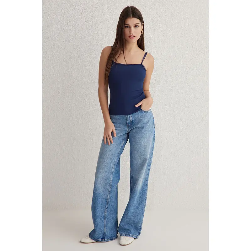 Women's Navy Blue Plain Undershirt