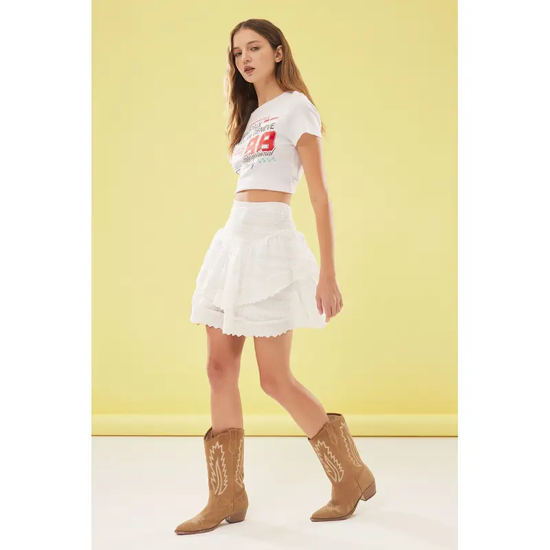 Women's Bestickt/verziert Mini Ruffle Hem Skirt