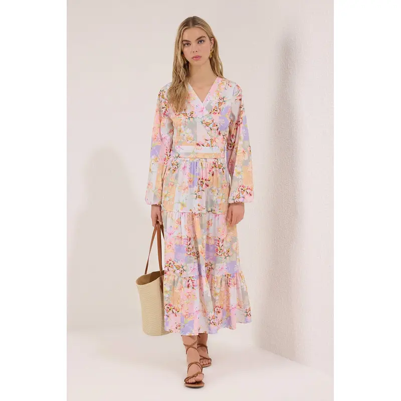 Modest Women's Very Colorful Geblmt Long Casual/daily Regular Hijab Top - Bottom Set