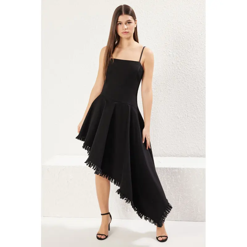 Women's Plain Midi Spaghetti Strap Casual Fitted Dress