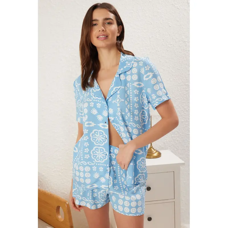 Women's Ethnic Pattern Short Loungewear Regular Pajama Set