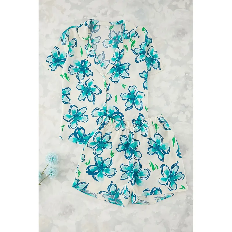 Women's 2 Pack Very Colorful Flowering Three Quarter Sleeve Lounge/home Regular Pajama Set