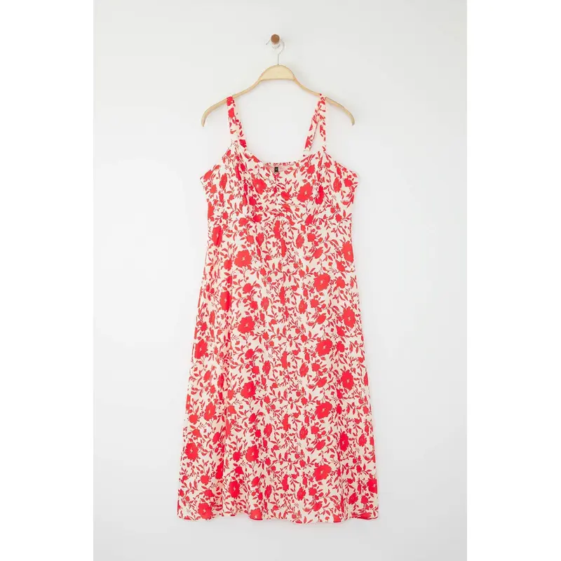 Curve Women's Geblmt Midi Sleeveless Casual/daily Relaxed Fit Plus Size Dress