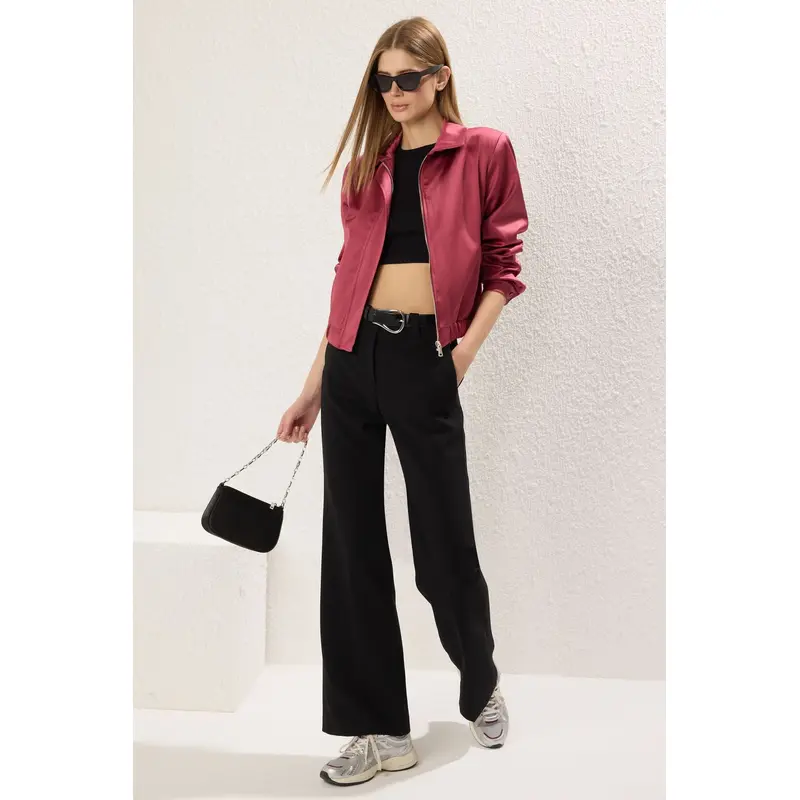 Women's Burgundy Straight Regular Coat