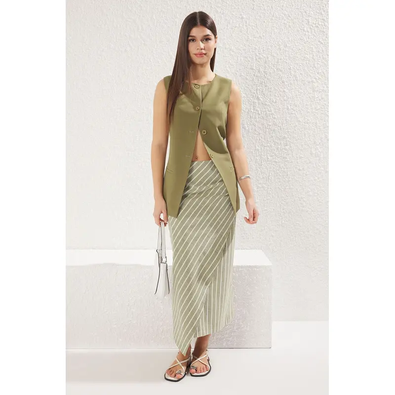 Women's Striped Midi Pen Skirt