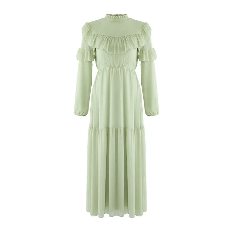 Modest Women's Green Straight Long Long Day And Night Regular Modest Dresses