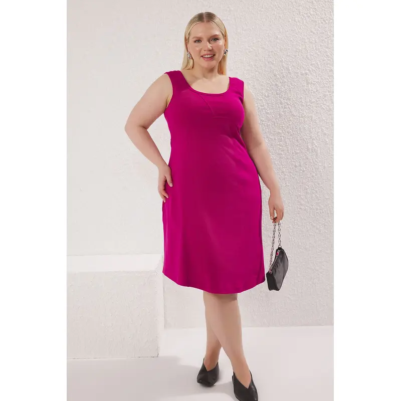 Curve Women's Purple Straight Mini Sleeveless Casual/daily Slim Plus Size Dress