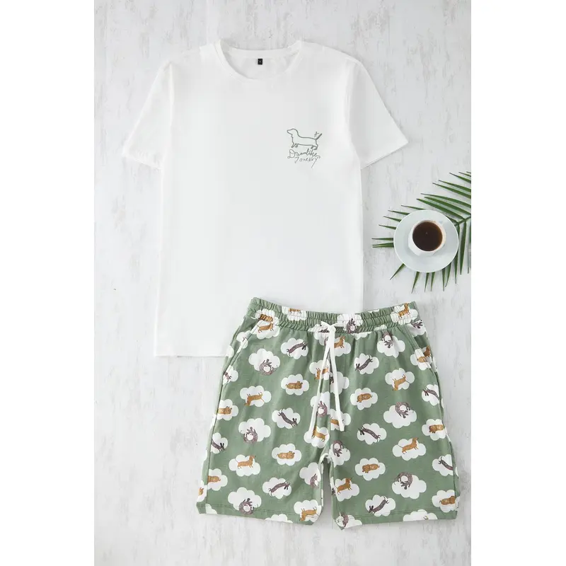 Man Men's Animals Short Homewear Regular Pajama Set