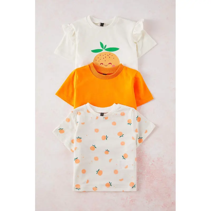 kds Girls Ecru Printed Short Regular T-Shirt