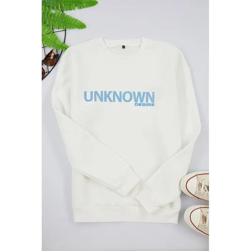 Man Men's Ecru Slogan Long Oversized Sweatshirt