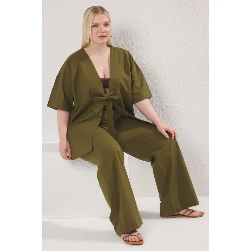 Curve Women's Straight Long Beachwear Oversized Plus Size Top And Bottom Set