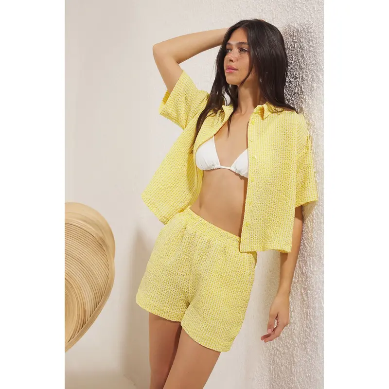 Women's Very Colorful Plaid / Checkered Short Beachwear Oversized Two Piece Sets