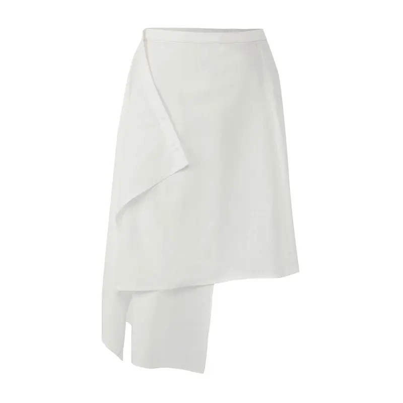 Women's Ecru Straight Midi Asymmetric Skirt