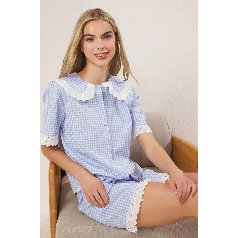 Women's 2 Pack Plaid / Checkered Short Lounge/home Regular Pajama Set