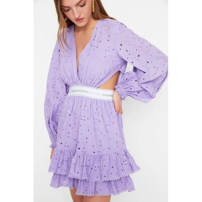 X Sagaza Studio Waist Elastic Detailed Embroidered Dress TPRSS22EL00083