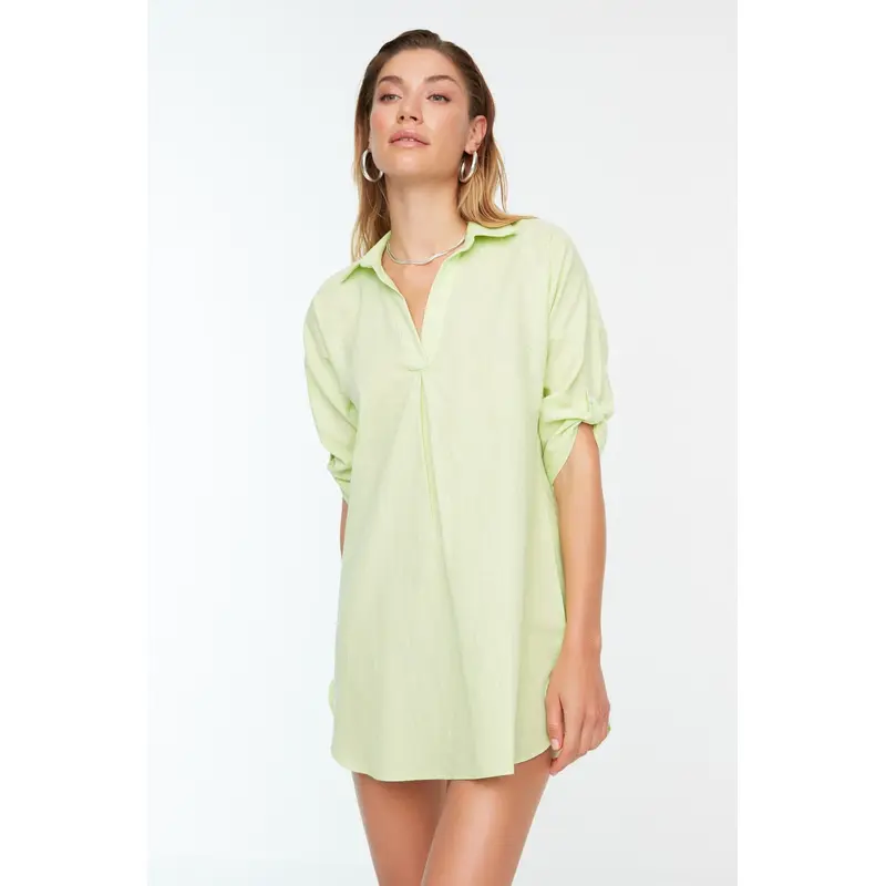 Linen Look Shirt Beach Dress TBESS21EL3979