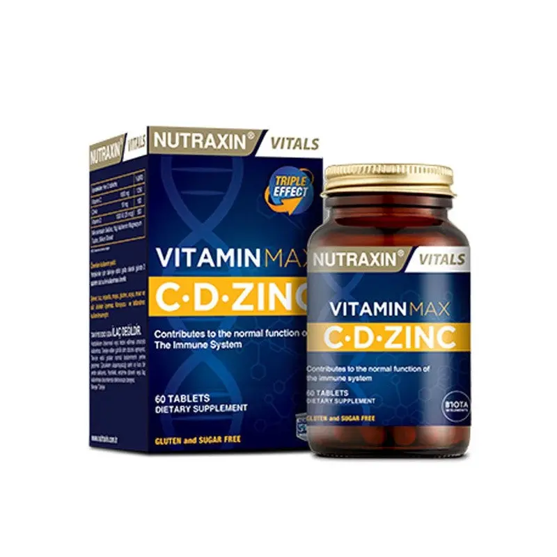 Nutraxin Vitamin Max C + D Zinc 60 Tablets