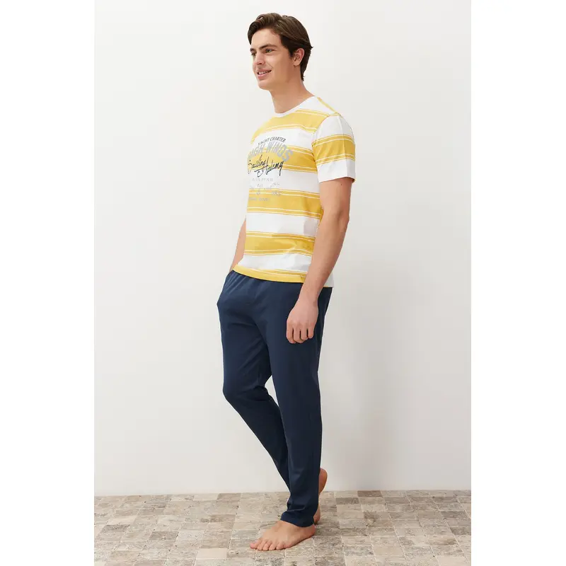 Man Men's Gestreift Short Lounge Regular Fit Pajama Sets