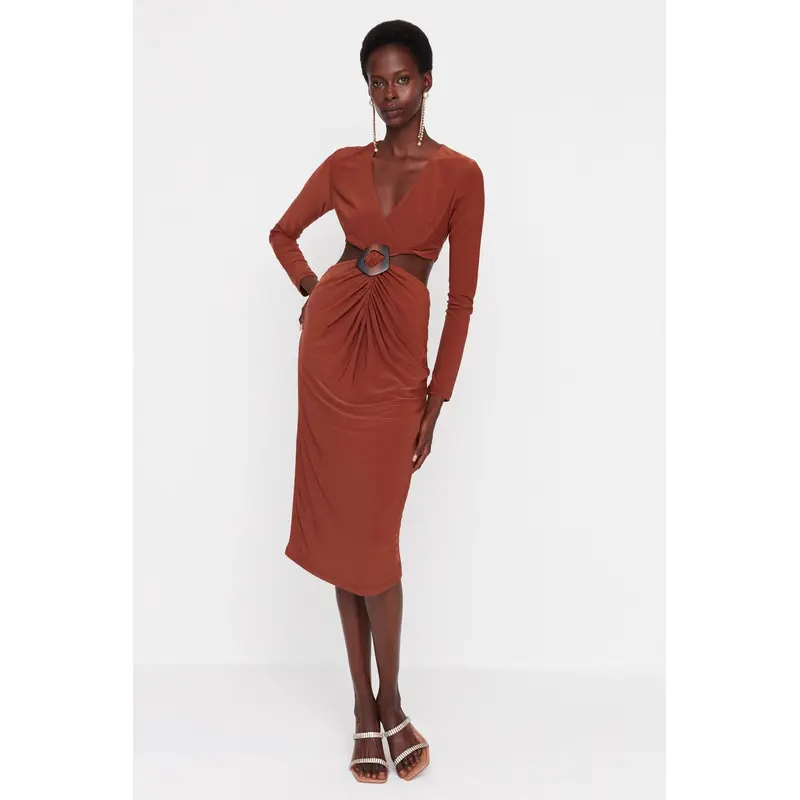 Buckle Detailed Knitted Dress TPRAW23EL00149