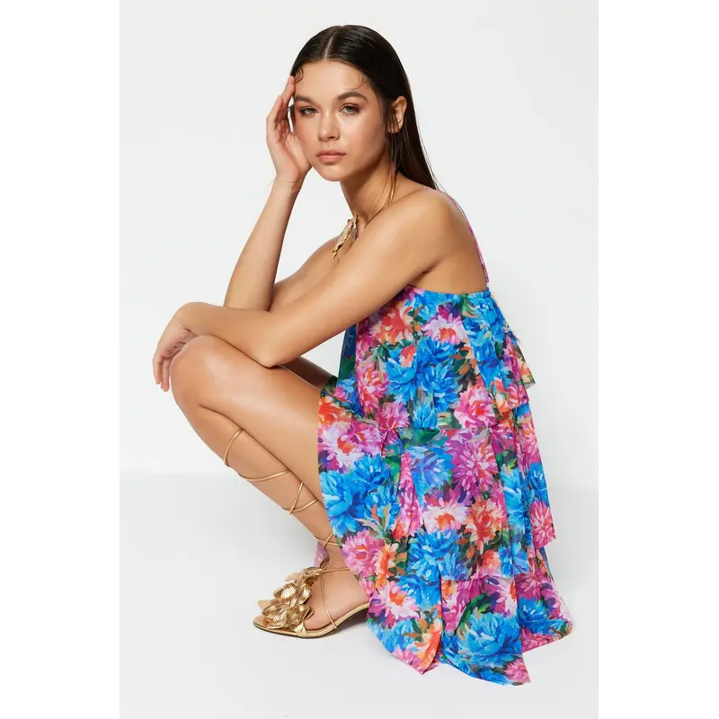 Multi Colored Floral Pattern Dress TPRSS23EL00144