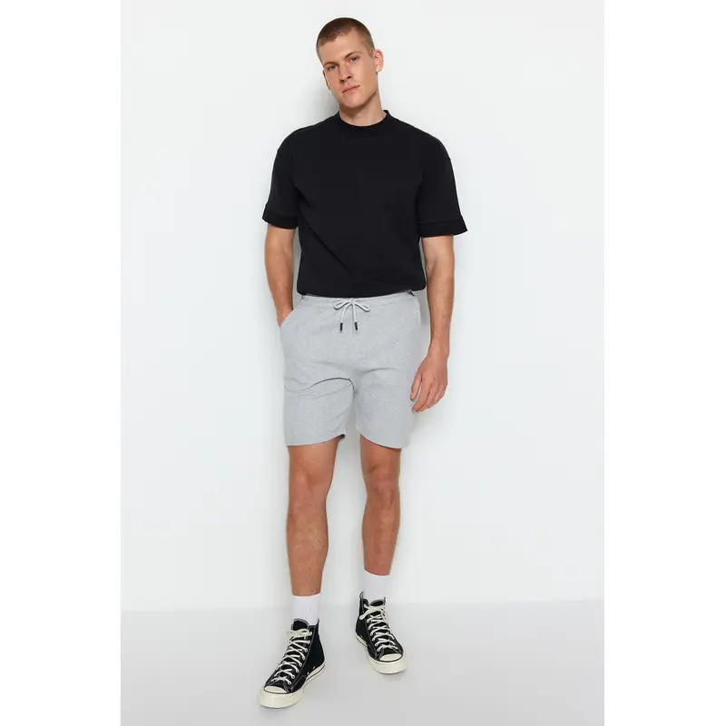 Man Black-Grey Men Regular Fit Textured 2-Pack Shorts