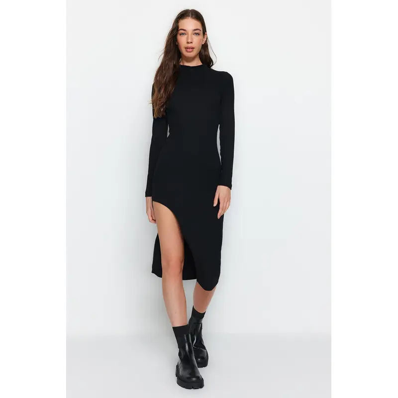Women's Plain Midi Long Sleeve Casual Slim Fit Dress