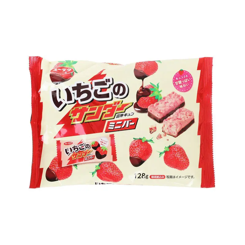YURAKUSEIKA Strawberry Black Thunder Chocolate Mini Bar  (113g)
