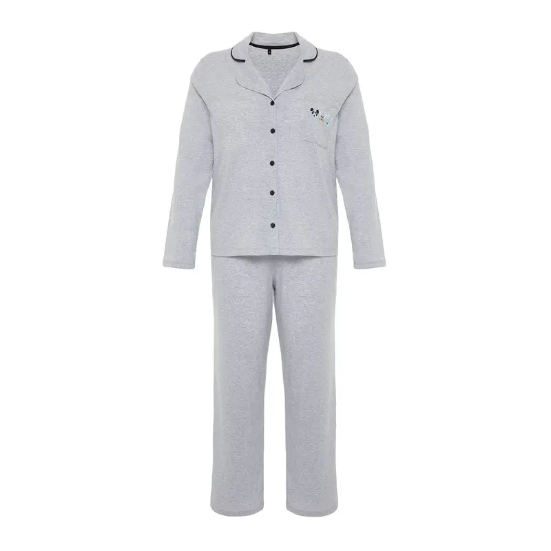 Curve Women's Plain Long Sleeve Fitted Plus Size Pajama Set