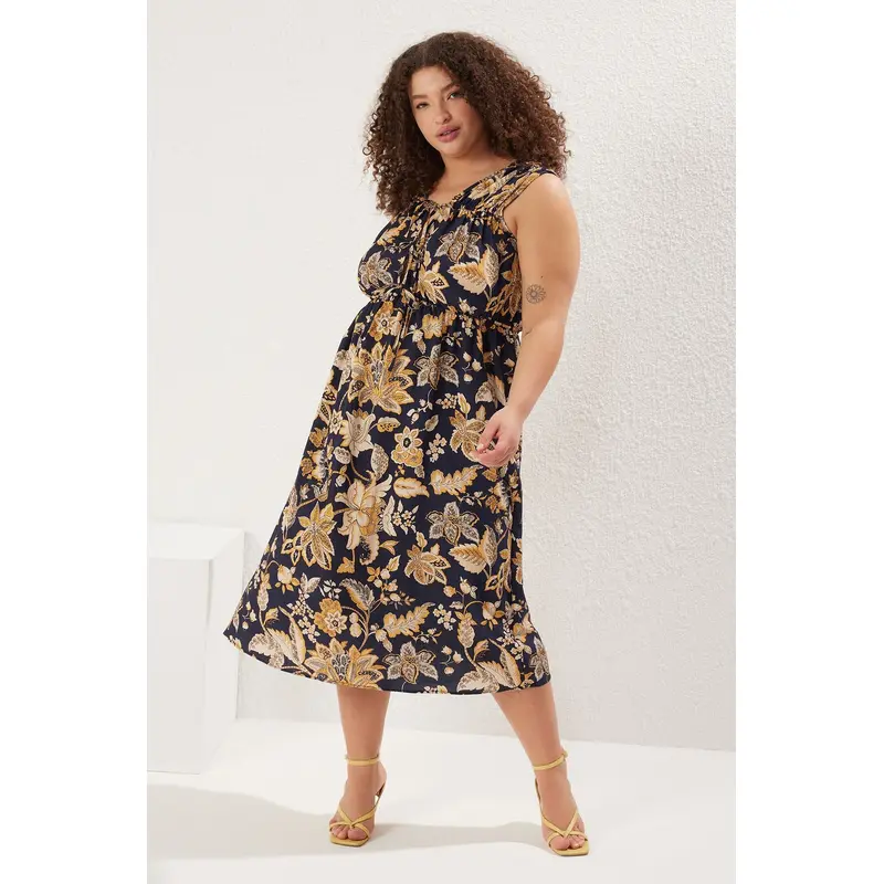 Curve Women's Plain Mini Sleeveless Casual Relaxed Fit Plus Size Dress