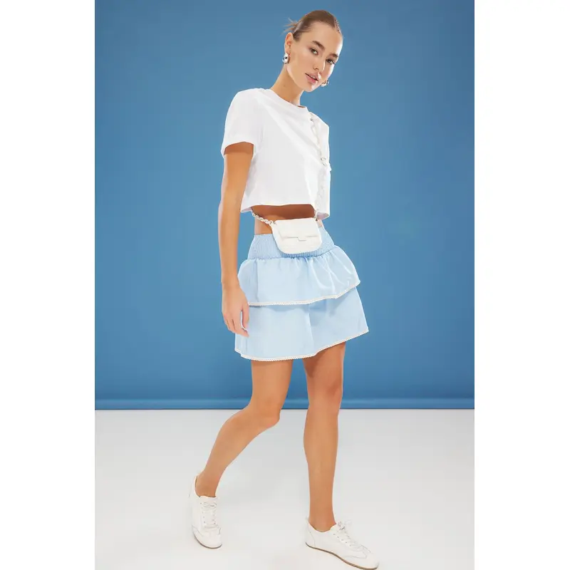 Women's Plaid Mini Ruffle Hem Skirt