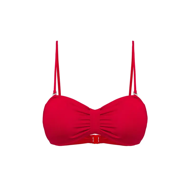 Women's Red Plain Removable Cup Bikini Top