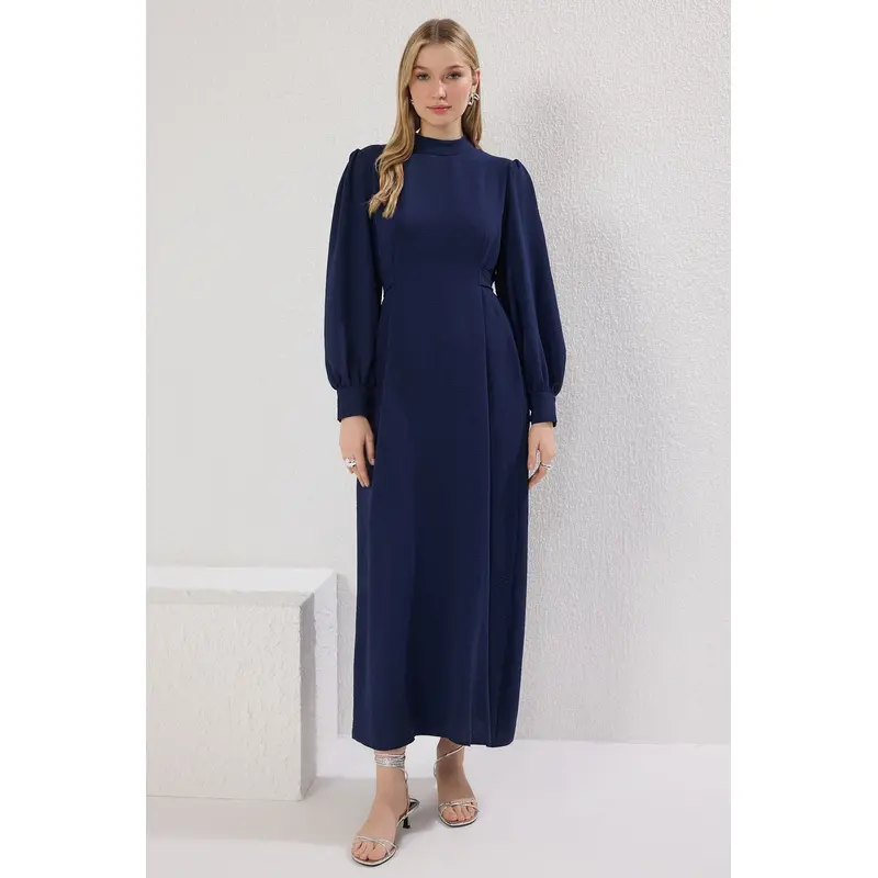 Modest Women's Navy Blue Straight Long Long Casual/daily Relaxed Hijab Dress