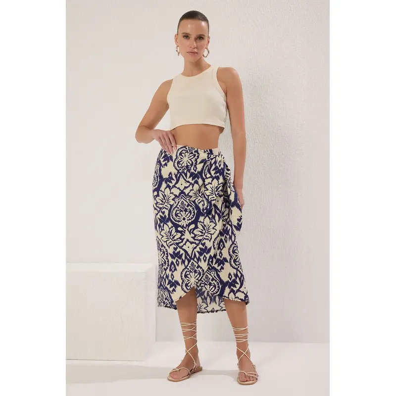 Women's Very Colorful Ethnic Midi Pen Skirt