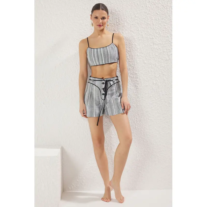 Women's Very Colorful Striped Hanging Beachwear Regular Two Piece Sets