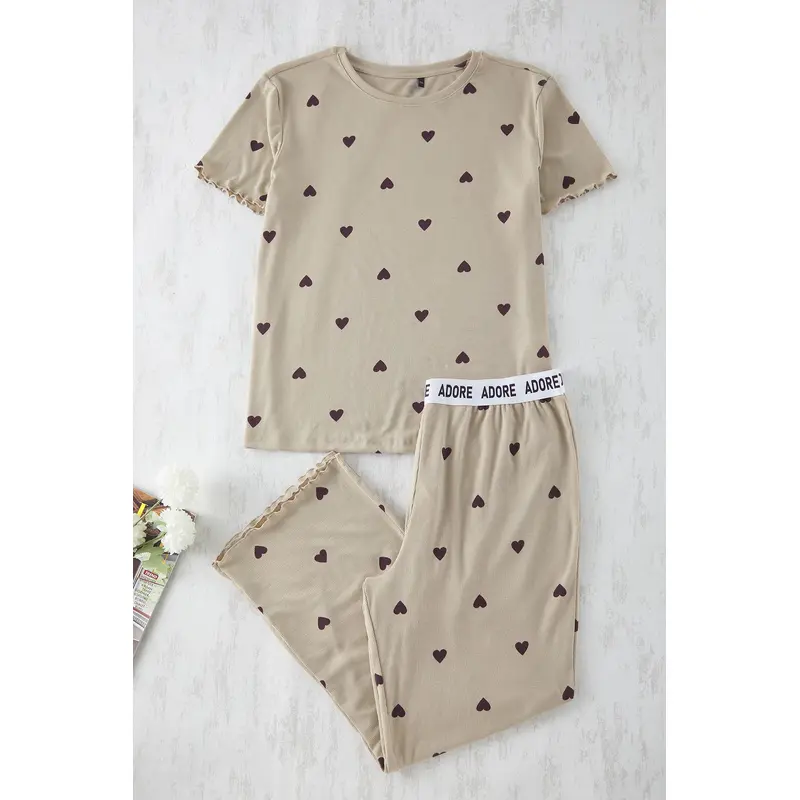 Curve Women's Green Heart Short Regular Plus Size Pajama Set